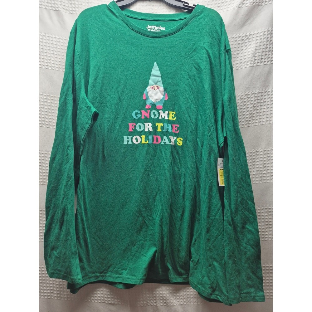 Jammies For Your Families Mens XLT Green Gnome For The Holidays PJ Shirt NWT s35